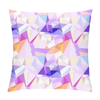 Personality  Vector Low Poly Seamless Pattern. Abstract Diamond Background In Pink, Violet And Blue Colors Pillow Covers