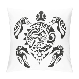 Personality  Turtle Tattoo In Maori Style. Vector Illustration EPS10 Pillow Covers