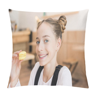 Personality  Beautiful Teen Girl With Macaroon Pillow Covers