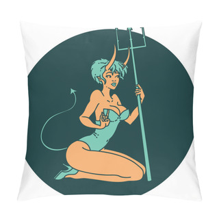 Personality  Iconic Tattoo Style Image Of A Pinup Devil Girl Pillow Covers
