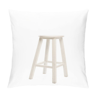 Personality  Modern White Wooden Stool Isolated On White Pillow Covers