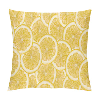 Personality  Pattern Made From Fresh Lemon Slices Overlapping, Overhead View, Flatlay. Fruit Background. Pillow Covers