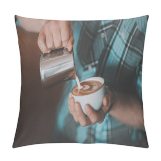 Personality  Barista Pouring Milk Into Coffee Pillow Covers