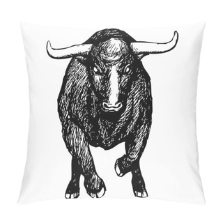 Personality  Bull On White Background Pillow Covers