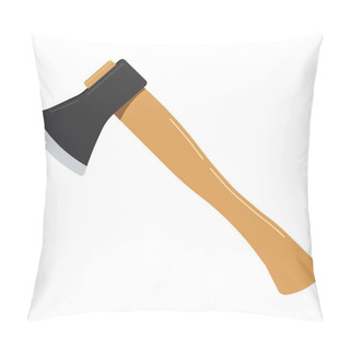 Personality  Axe Icon Isolated On White Background. Wooden Ax Handle And Metal Blade. Element For Woodworking Or Lumberjack Emblem Or Badge. Flat Design Cartoon Style Vector Illustration. Pillow Covers