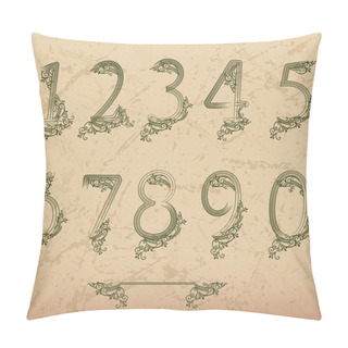 Personality  Set Of Vector Numbers Flora Pillow Covers