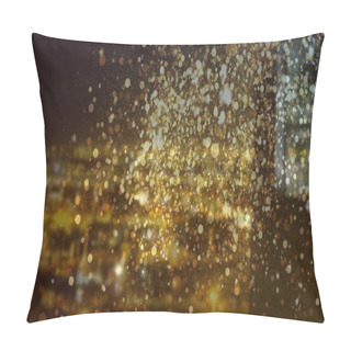 Personality  Image Of Golden Dots Over Night Cityscape. Colour, Shape, City Life Concept Digitally Generated Image. Pillow Covers