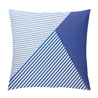 Personality  Top View Of Artistic Blue Composition With Stripes And Dots For Background Pillow Covers