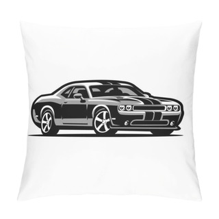 Personality  Muscle Car Vector Image Isolated In Grey Color Pillow Covers