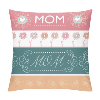 Personality  Set Of Mother's Day Greeting Banners With Spring Flowers. Vector Illustration Pillow Covers
