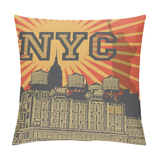 Personality  Manhattan, New York City, Silhouette Illustration In Flat Design, T-shirt Print Design Or Poster, Vector Illustration Pillow Covers