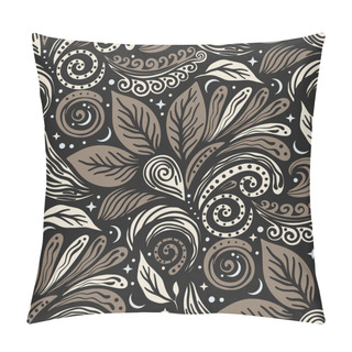 Personality  A Whimsical Motif Fusion Of Nature And Design, As A Doodle Swirls Seamless Pattern. Vector Vintage Enchanting Abstract Folk Background. Pillow Covers