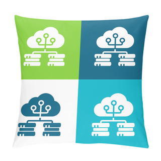 Personality  Big Data Flat Four Color Minimal Icon Set Pillow Covers