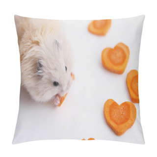 Personality  Small Light Beige Hamster Eating Carrot Hearts Pillow Covers