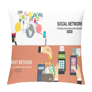 Personality  Social Network And Payment Methods Simply Vector Illustration     Pillow Covers