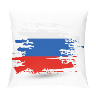 Personality  Grunge Brush Stroke With Russia National Flag. Style Watercolor Drawing. Vector Isolated On White Background. Pillow Covers