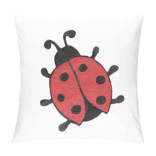 Personality  Watercolor Single Ladybug Insect Animal Isolated On A White Back Pillow Covers