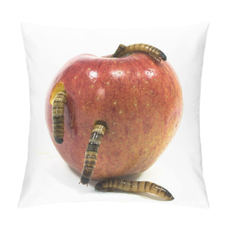 Personality  Worm Is Coming Out Of Bitten Apple Pillow Covers