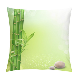 Personality  Vector Meditative, Oriental Background With Bamboo And Stones Pillow Covers