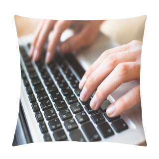 Personality  Hands Typing Text On A Laptop Keyboard Pillow Covers