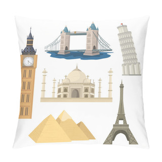 Personality  Landmarks Vector Set Pillow Covers