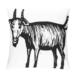 Personality  Woodcut Illustration Of Goat Pillow Covers