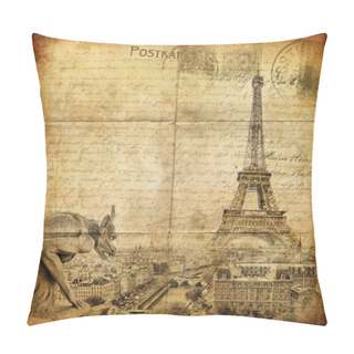 Personality  Retro Card ,Paris, View From Notredame Cathedral Pillow Covers