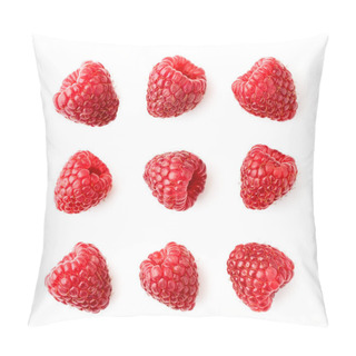 Personality  Set Of Raspberry Berries On A White Background. The View Of Top. Pillow Covers