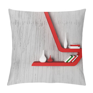 Personality  Red Shelf With Different Things Pillow Covers