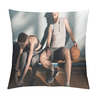 Personality  Sporty Couple In Gym Pillow Covers