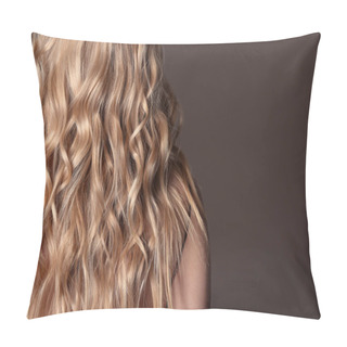 Personality  Beautiful Young Woman With Long Wavy Hair On Color Background Pillow Covers