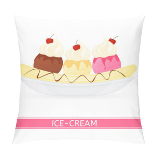 Personality  Banana Split Ice-cream Isolated Pillow Covers