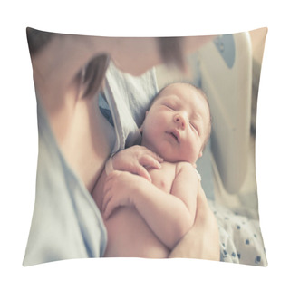 Personality  New Born Baby Boy Resting In Mothers Arms. Pillow Covers