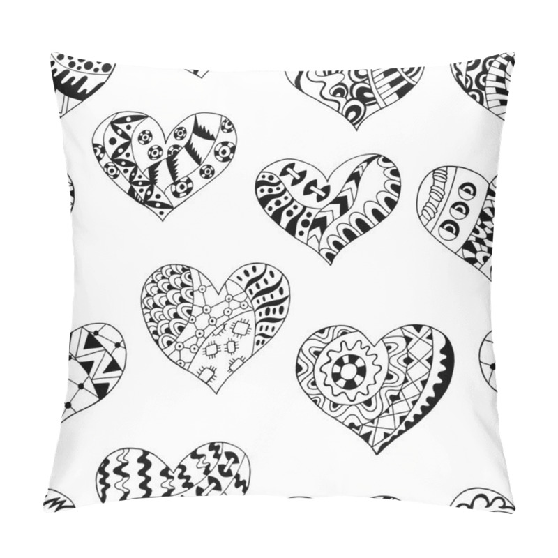 Personality  Zentangle Hearts Seamless Pattern Pillow Covers