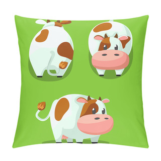 Personality  Cute Round Cow Stylized Pet, Funny Cartoon Vector Illustration Pillow Covers