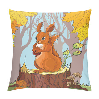 Personality  Squirrel With Acorn In Autumn Forest Pillow Covers