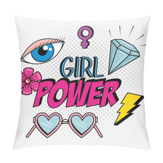 Personality  Girl Power Message With Pop Art Style Pillow Covers