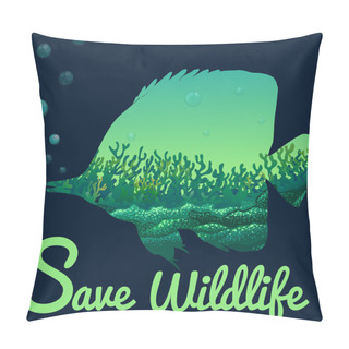 Personality  Save Wildlife Theme With Fish Underwater Pillow Covers