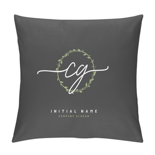 Personality  C G CG Beauty Vector Initial Logo, Handwriting Logo Of Initial Signature, Wedding, Fashion, Jewerly, Boutique, Floral And Botanical With Creative Template For Any Company Or Business. Pillow Covers