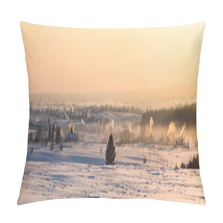 Personality  Beautiful Winter Landscape And Village At Countryside At Sunset, Kazan Region, Russia Pillow Covers