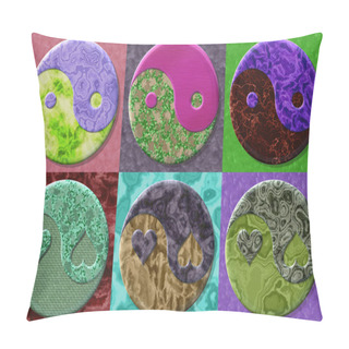 Personality  Set Of Yin-yang Symbol Generated Textures Pillow Covers