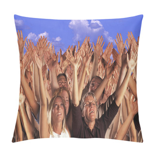 Personality  Many Hands Raised In Worship Pillow Covers