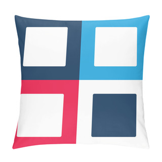 Personality  Black Square Shape Blue And Red Four Color Minimal Icon Set Pillow Covers