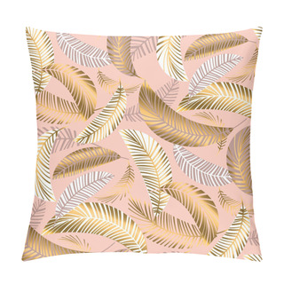 Personality  Pastel Luxury Exotic Seamless Pattern With Palm Leaves Pillow Covers