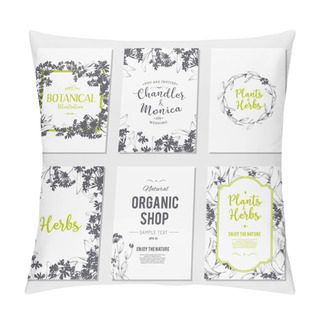 Personality Set Of Plants And Herbs Banners  Pillow Covers