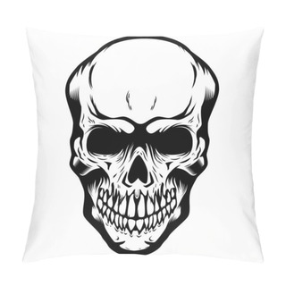 Personality  Skull Isolated On White Background. Design Element For Poster, Card, T Shirt, Emblem. Vector Illustration Pillow Covers