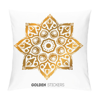 Personality  Vector Illustration Of Golden Mehndi Mandala Pattern Stickers, Flash Temporary Tattoo Pillow Covers
