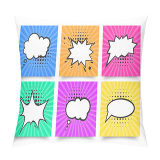 Personality  Retro Comic Empty Speech Bubbles Set On Colorful Background, Vintage Design, Pop Art Style, Vector Illustration Pillow Covers