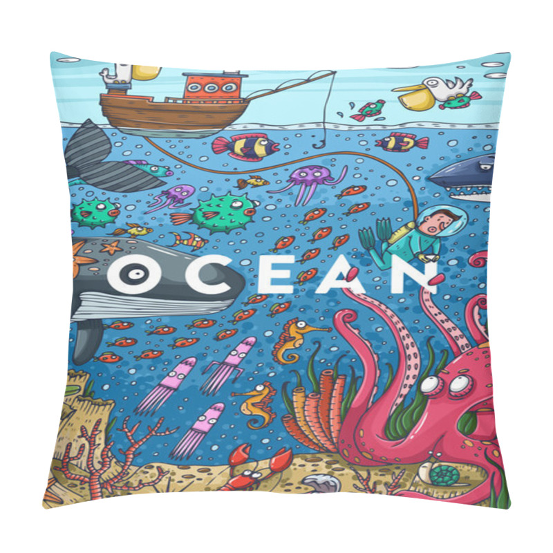 Personality  colorful under water sea life pillow covers