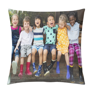 Personality  Kindergarten Kids Sitting And Smiling Pillow Covers